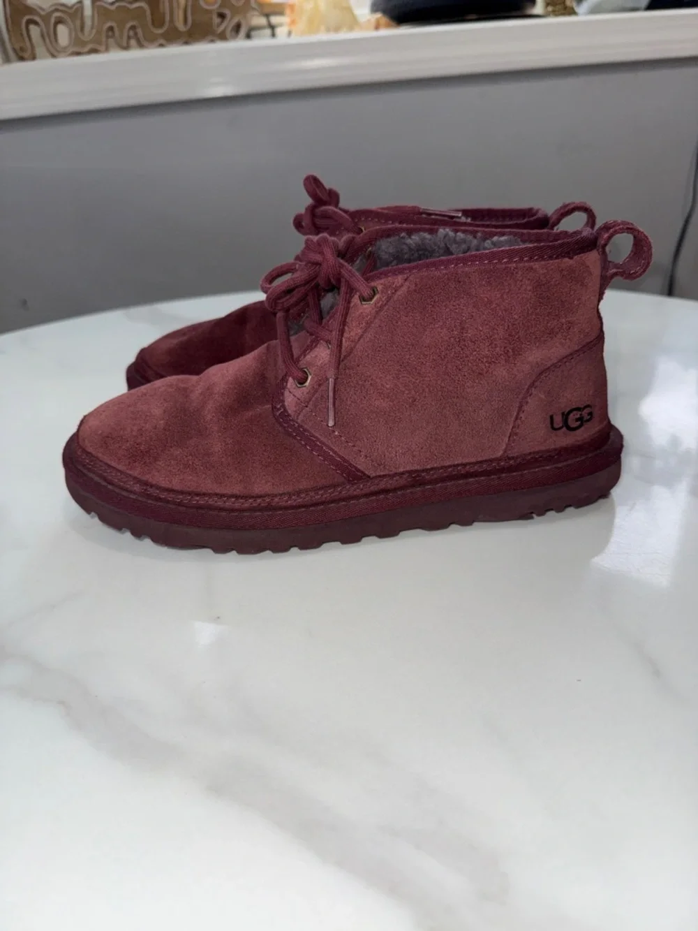 UGG Wine Suede Sheepskin-Lined Lace-Up Chukka Boots
